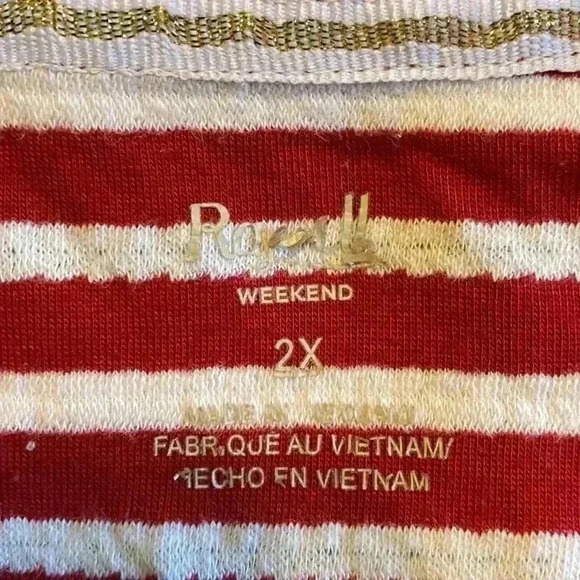 Red and White Stripe Short Sleeve Shirt in Size 2X - Picture 4 of 5